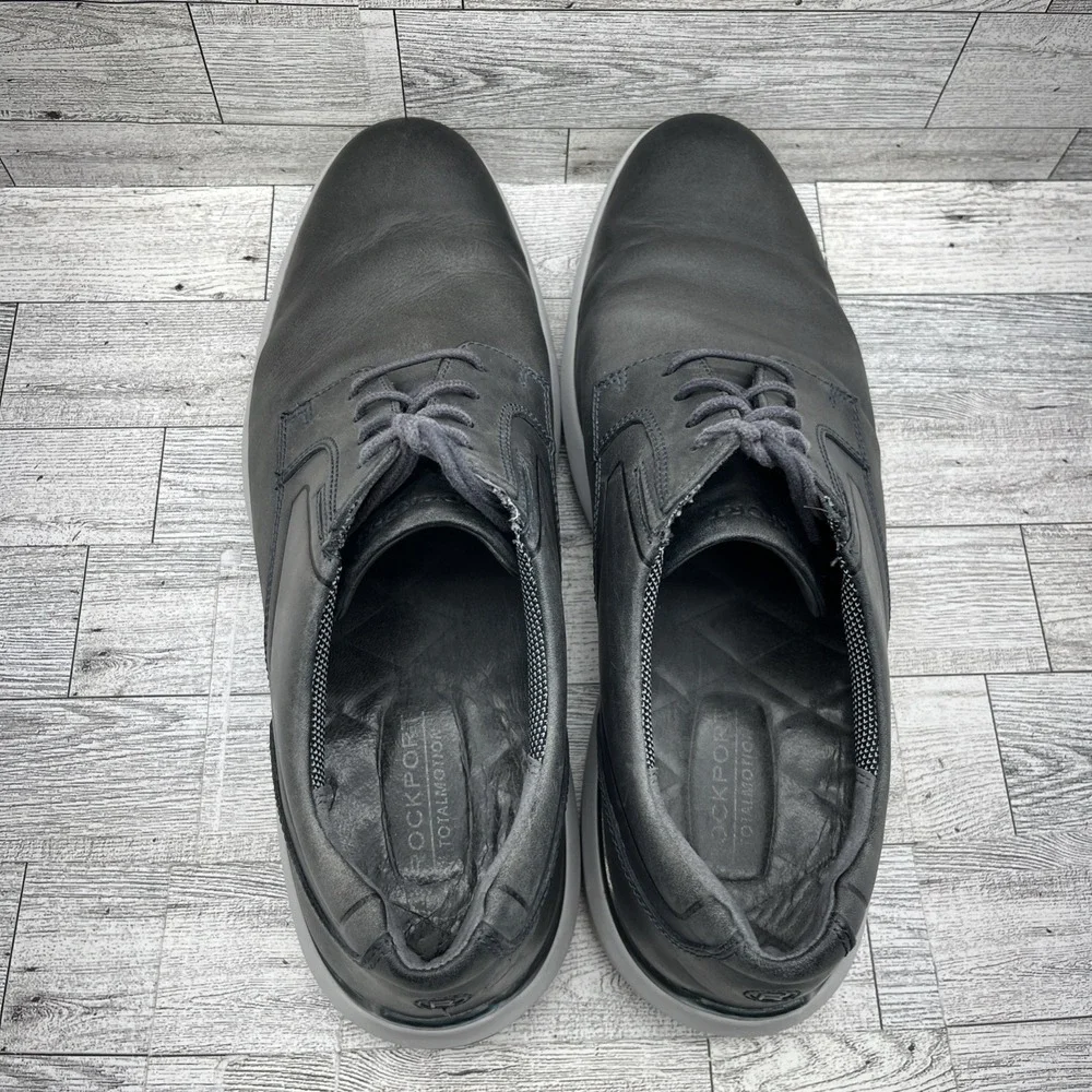 Rockport Total‎ Motion Gray Leather Plain Toe Sneaker Shoes Men Size 11